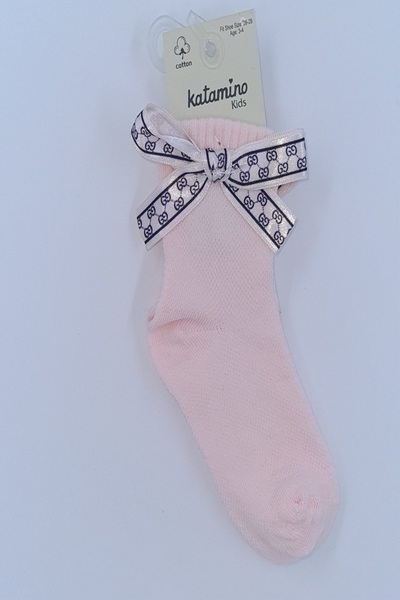 KIPIRIK BABY Комплект от 1 чорапи до глезена с розова панделка за момиче