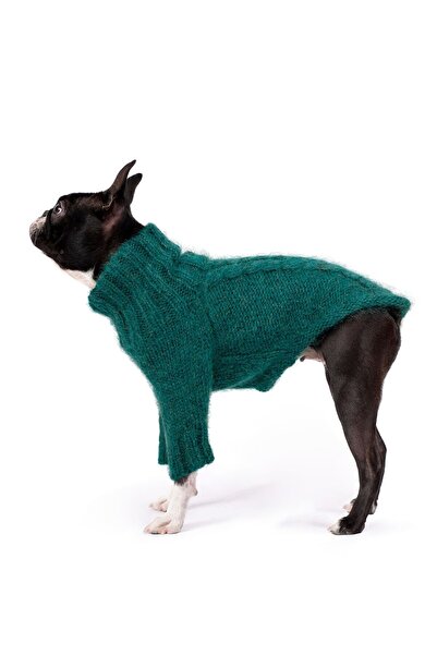 fouramour El Örgüsü Çam Yeşili Örgülü Köpek Kazak Regular Fit