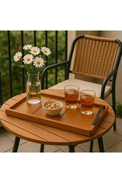 BEEVOLİ ÇAY-KAHVE-SUNUM TEPSİSİ DEKORATİF TEPSİ 50*25 CEVİZ