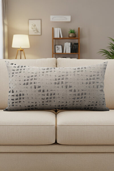 Sezyon غطاء وسادة ريفا منقوش مقاس 35×70 باللون البيج والرمادي