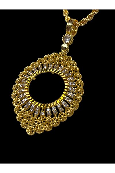 stainless steell Viperra Çeyrek Altın Çerçeveli Kolye (Altın Kaplama)