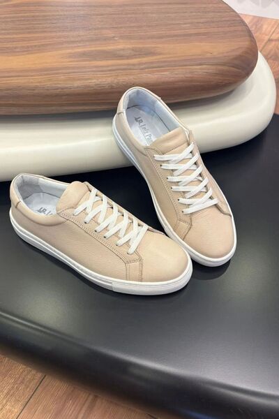 Paulo 4253 Beige Genuine Leather Men's Sneakers - Men's Sports Shoes