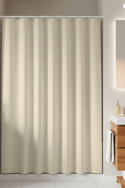Tropikhome Krem Duşakabin Perdesi-tek Kanat Banyo Perdesi, 180x200cm Polyester Kumaş Duş Perdeleri