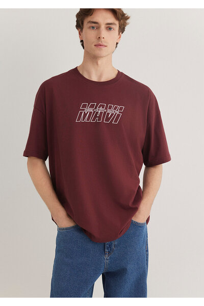Mavi Τυπωμένο Claret Red T-Shirt Oversize / Φαρδιά κοπή 0611827 -70396