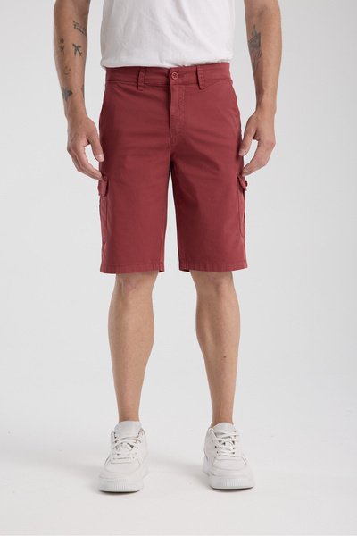 muzzo jeans Κόκκινο σορτς Chino με τσέπη Cargo