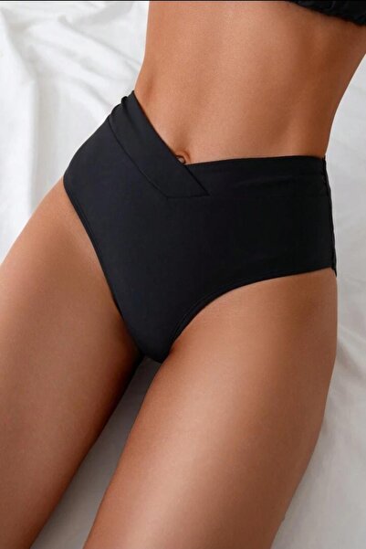 Genel Markalar Kemer Detaylı V Kesim Yüksek Bel Bikini Tek Alt