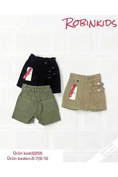 ROBİN KİDS 8-12 yaş kız çocuk asimetrik kesim şort etek