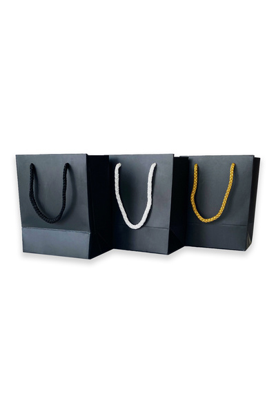 ABB Matbaa 10 Adet Siyah Kuyumcu Karton İpli Çanta (12x15x8)