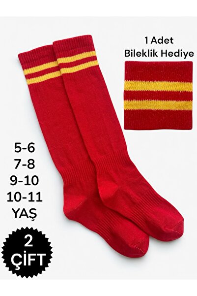 Çorabistaan 2 Çift Çok Renkli Çemberli Unisex Kız Erkek Çocuk Futbol Halı Sah...