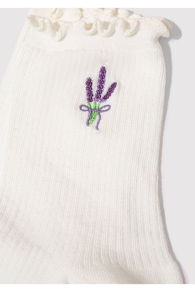 Mavi Floral Embroidered Ecru Socks 1913250 -70053