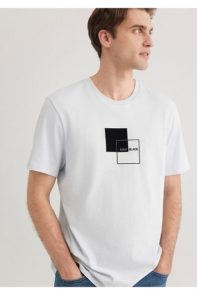 Mavi Schwarzes bedrucktes T-Shirt mit normaler Passform / normaler Passform 0612543 -70793