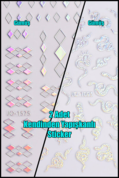 Easy Beauty 2 Adet Nail Art Tırnak Sticker Kendinden Yapışkanlı, Tırnak Süsle...