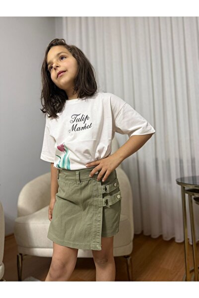 ROBİN KİDS 8-12 yaş kız çocuk asimetrik kesim şort etek