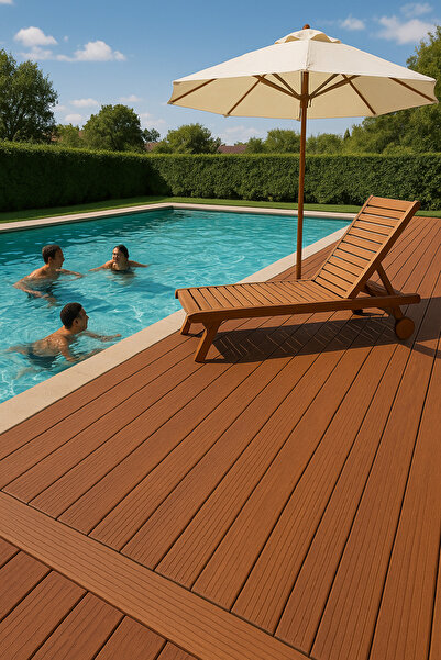 pinoxi 149cm Ahşap Deck Kahverengi Zemin Döşeme Taban Tahtası Lambiri 149 Cm (5 ADET) (1 PAKET 0,54m2)