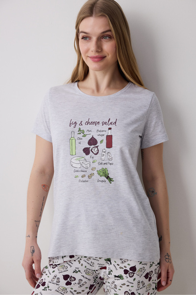 Penti Salad Cotton Gray Pants Pajama Set
