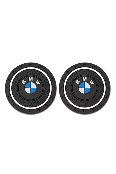 RoseTR Bmw Silicone Cup Holder Coasters Set of 2 In-Car Cup Coasters Accessory New with Bmw Logo