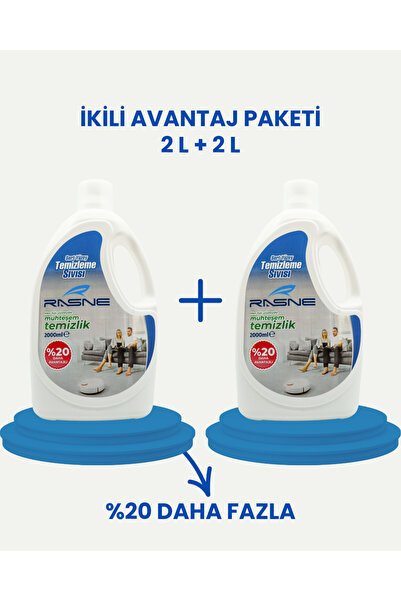 Rasne 2’li paket Robot Süpürge Sert Yüzey Temizleme Sıvısı 2L + 2L
