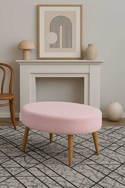 eda hacıoğlu edam bedding group Teddy Oval Puf Bench Ahşap Retro Ayak Dekorat...