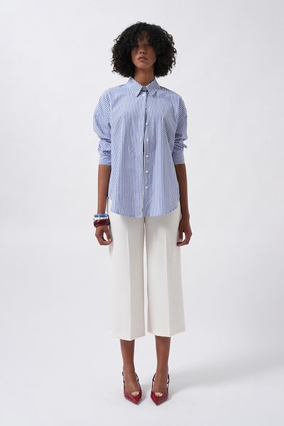 Black Fashion Striped Basic Blue Shirt