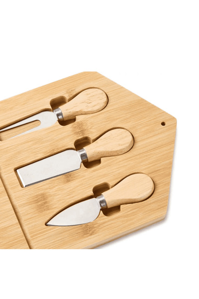Köken Platou de servire cu brânzeturi Koken, Set de 3 tacâmuri, bambus/oțel inoxidabil, Lemn