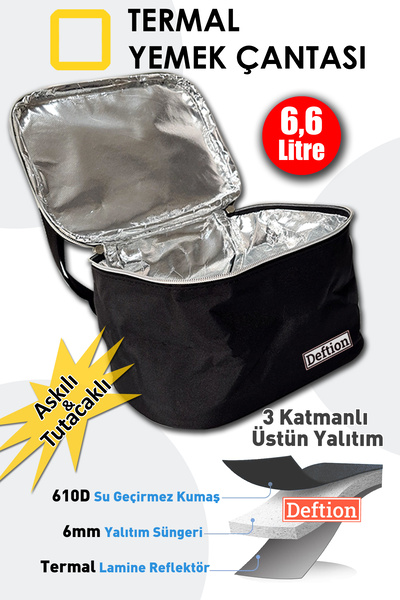 Deftion 6,6Lt Premium Food Carry Bag Thermos Hot Cold Thermal Camping Food Nutrition Lunchbox Bag