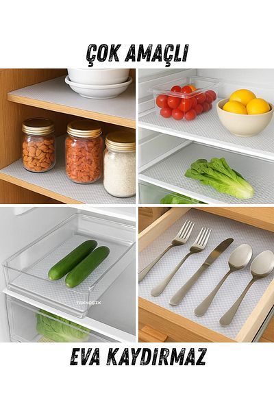 Teknoşık Eva Transparent Anti-Slip Cabinet Drawer Shelf Cover 45X300 cm Anti-Slip Protective Organizer Inside the Refrigerator