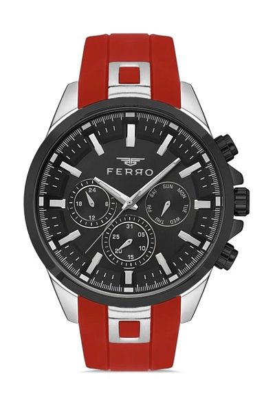 FERRO Red Silicone Cord Men Wrist Watch Fm11379Dwt-J2
