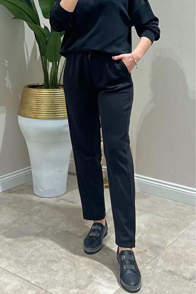 On Fashion Belden Lastikli Yanları Kalın Dikişili Dar Paça Eşf Alt Pantolon