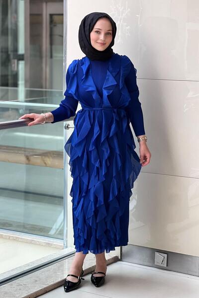 Mahal Accordion Dress with Ruffles on the Front and Back