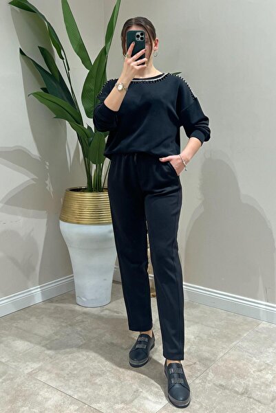 On Fashion Belden Lastikli Yanları Kalın Dikişili Dar Paça Eşf Alt Pantolon