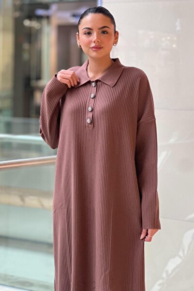 Ghisa Four Button Ribbed Knitwear Dress