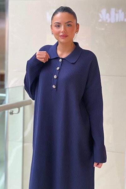 Ghisa Four Button Ribbed Knitwear Dress