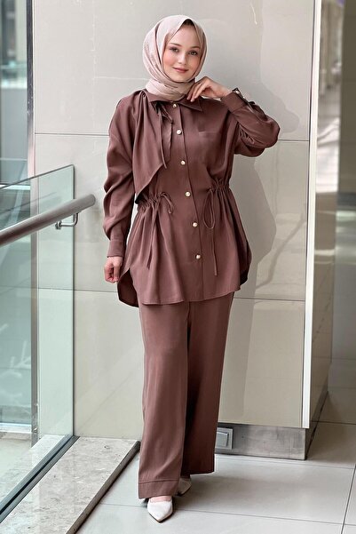 Ghisa Beli Gathered Shoulder Cover Shirt Pants Set