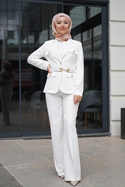 Ekol Jacket and Trousers Set - Button and Belt Detail