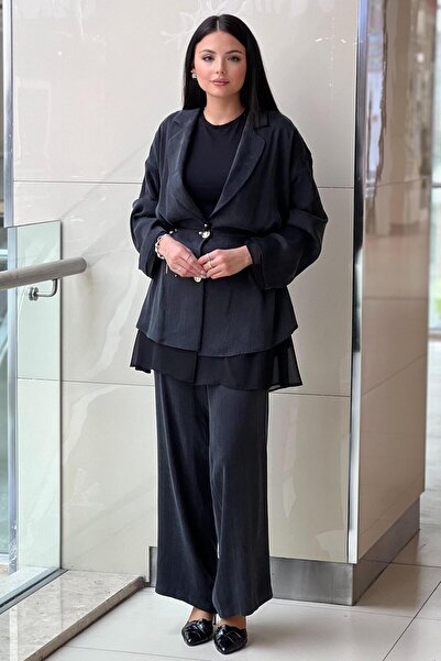 Ghisa Double Breasted Jacket with Chiffon Pants Cupra Suit