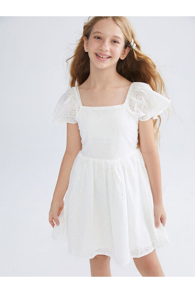 LC Waikiki New Season Square Collar Girls' Dress - S5Hr92Z4
