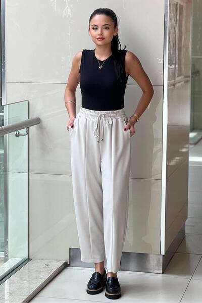 sentez giyim Sentez front parted carrot bamboo pants