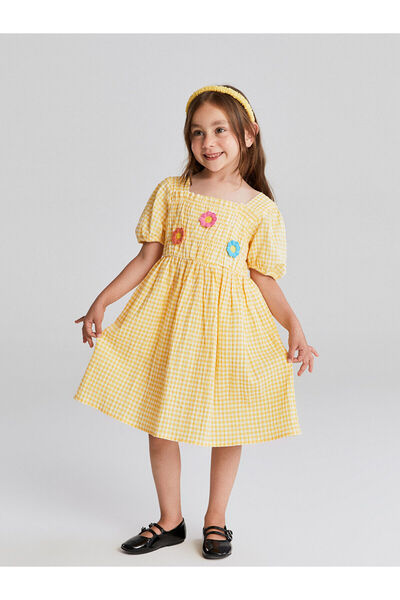 LC Waikiki Βρεφικό φόρεμα LCW με πορτοκαλί τετράγωνο γιακά με κοντό μανίκι κα...