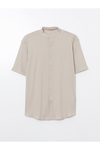 LC Waikiki Beige Regular Fit Short Sleeve Men's Shirt