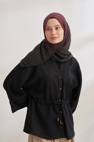 ARMANDA Muslin Tie-Dye Shal - Black-Bordo