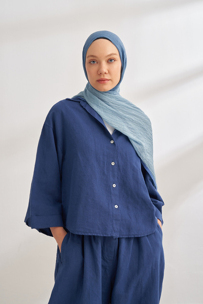 ARMANDA Muslin Degradable Shal - Denim Blue - Blue