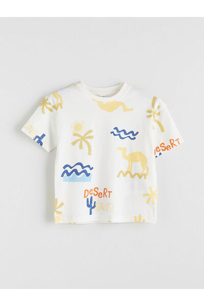 LC Waikiki Nova sezona okrugla kragna Sa deznom Pamučni džersej majica za deč...