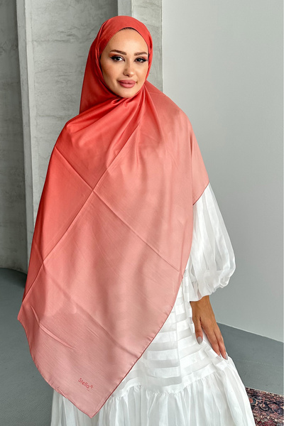 Stella Eşarp Şal din bumbac moale cu model degradat de culoare somon aural