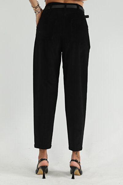 Perzoni Kadın Günlük Aksesuar Detaylı Kemerli Havuç Paça Pantolon