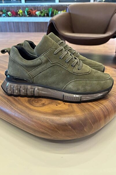 Paulo 10000 Khaki Genuine Leather Men's Sneakers - Men's Sports Shoes