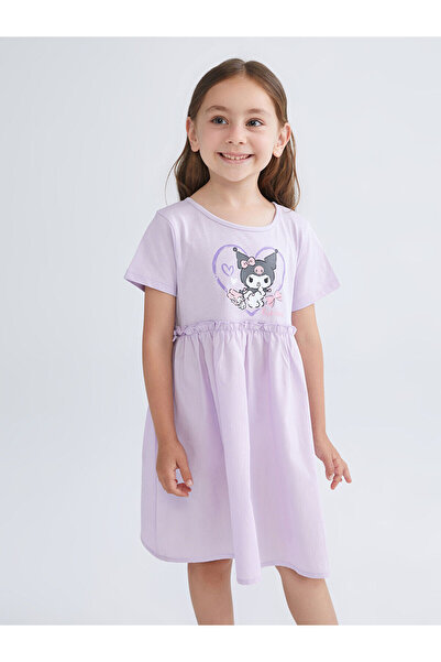 LC Waikiki Kuromi bedrucktes Mädchenkleid aus gekämmter Baumwolle