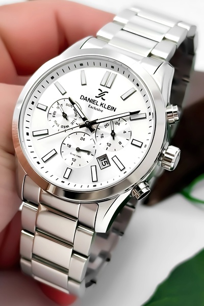 Daniel Klein Men's Wrist Watch Exclusive Steel Band with Bracelet Gift Silver-White Zmdk1125