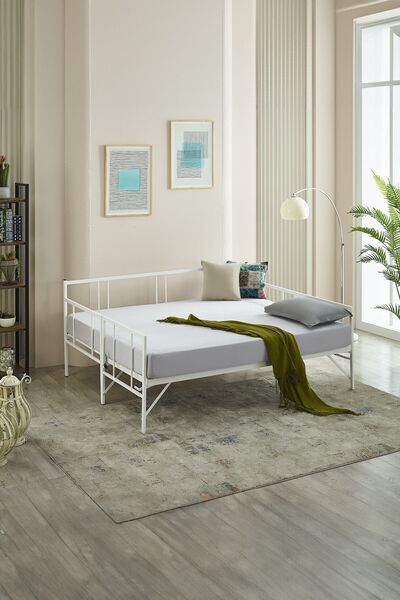 Unimet Forte Yavrulu Daybed Tek-çift Kişilik Sedir Metal Karyola Beyaz