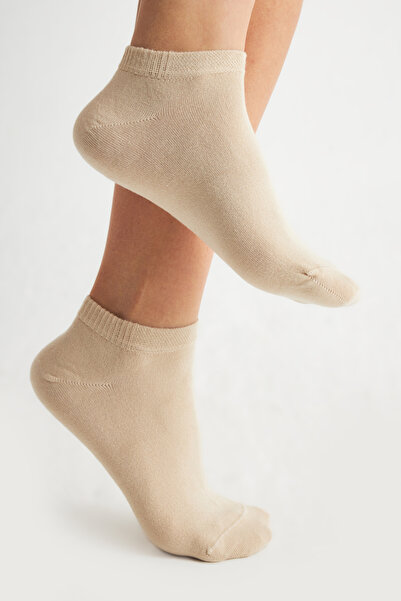 bamboo star Bamboo Women's Booties Plain White - Cream Socks Seamless Premium Boxed Pack of 6