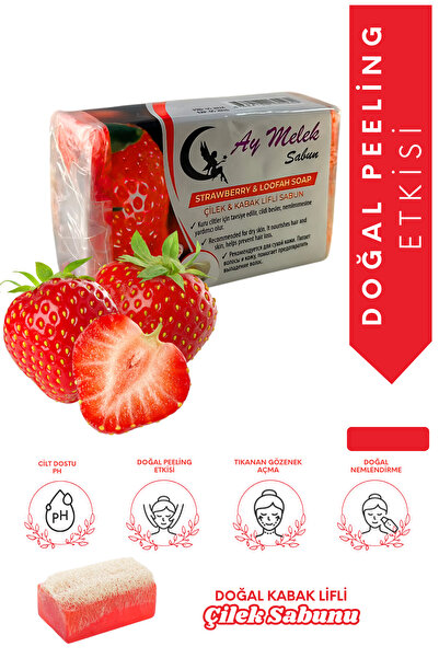 AYMELEK Sabun Doğal Kabak Lifli Çilek Özlü Sabunu